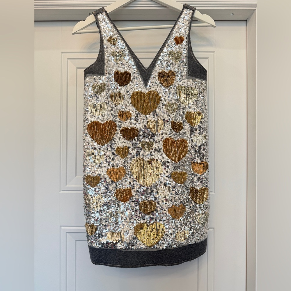 MIMI SOL GIRLS DRESS WOOL SEQUIN HEART SIZE 8/10